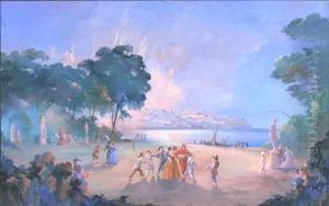Carnival Celebration With Fireworks by Konstantin Andreevic Somov