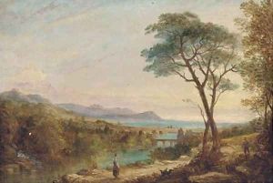 Pastoral figures in a classical landscape, with the coast beyond; and Another similar