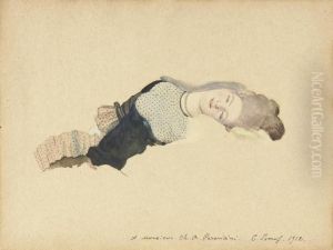 Study Of A Sleeping Lady by Konstantin Andreevic Somov