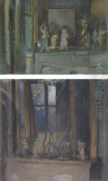 Porcelain Figures On A
Mantelpiece; And Porcelain Figures On A Mantelpiece With A Self-portrait - view 1