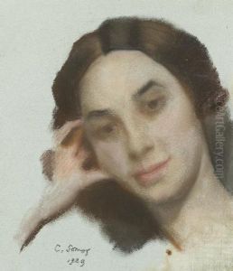 Portrait Of A Young Woman by Konstantin Andreevic Somov