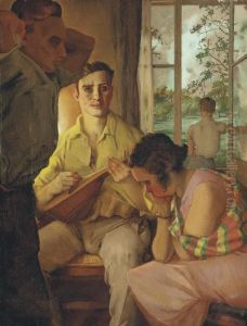 The Mandolin Player And His Audience by Konstantin Andreevic Somov