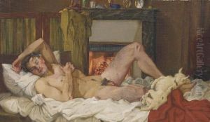 Reclining Male Nude by Konstantin Andreevic Somov