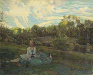 A Girl In An Evening Landscape A Girl In An Evening Landscape