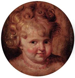 Portrait of a boy, head-and-shoulders, wearing a coral necklace by English School