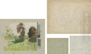 Five Views Of Chateau Des Touches; And Study Of A Landscape by Konstantin Andreevic Somov