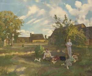 A Summer's Evening In The Countryside by Konstantin Andreevic Somov
