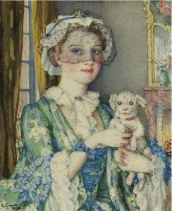 Young Lady With A Lapdog by Konstantin Andreevic Somov
