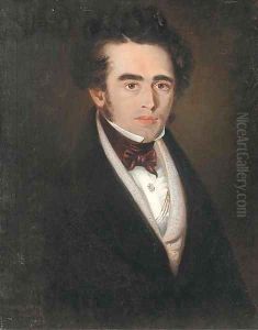 Portrait of a gentleman, half-length, in a black jacket and maroon bow-tie