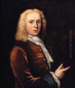 Portrait Of A Gentleman, Half-Length, In A Brown Coat And White Stock by English School