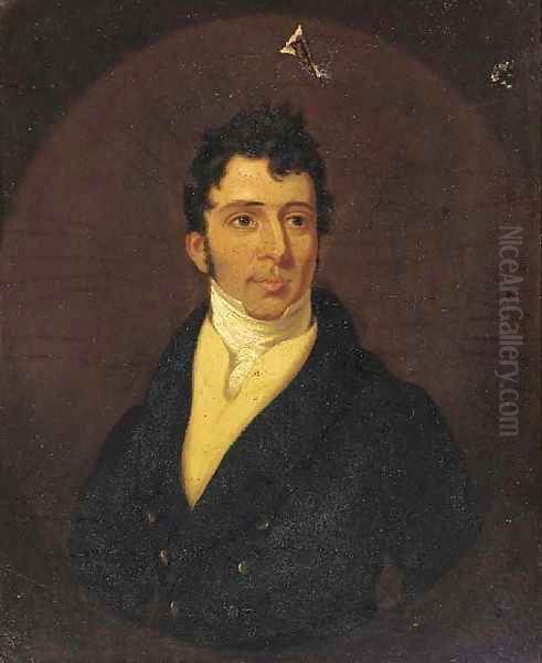 Portrait of a gentleman, small quarter-length, in a black coat and yellow waistcoat - view 1