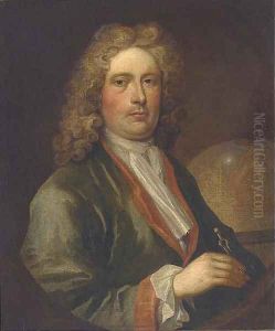 Portrait of a geographer, bust-length, holding a pair of dividers