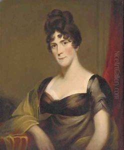 Portrait of a lady, bust-length, in a brown dress by English School