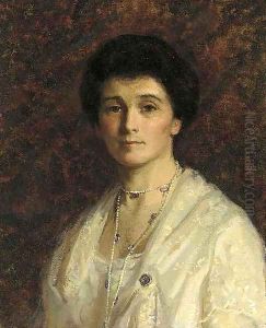 Portrait of a lady, bust-length, in a white dress