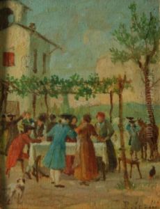 Rinfresco Sotto Un Pergolato by Raffaelo Sorbi