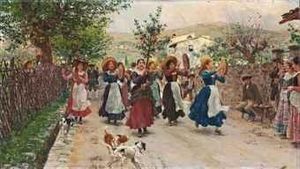 An Easter Procession by Raffaelo Sorbi