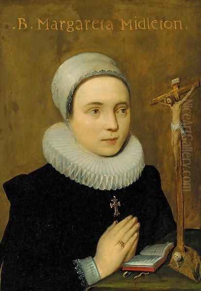 Portrait of Margareta Midleton, small half-length, praying at an altar - view 1