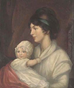Portrait of Mrs Crauford and her daughter Emily by English School