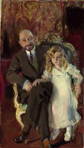 Portrait Of Carlos Urcola Ibarra With His Daughter, Eulalia