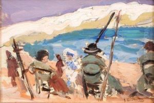 Scene De Plage (valence) by Joaquin Sorolla Y Bastida