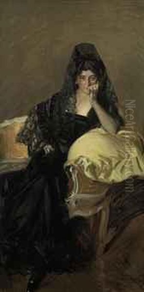 Portrait Of Senora De Urcola Wearing A Black Mantilla - view 1