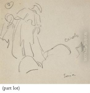 Six Sheets Of Figure Studies by Joaquin Sorolla Y Bastida
