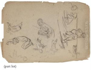 Five Sheets Of Studies Showing Boys Relaxing On The Beach Five Sheets Of Studies Showing Boys Relaxing On The Beach