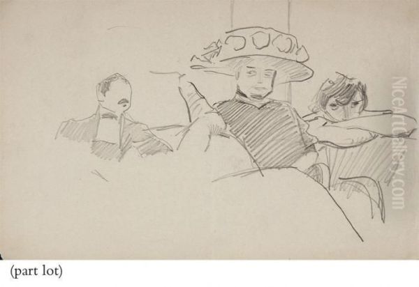 Three Sheets Of Figure Studies, Including One Of Two Cubanos - view 1