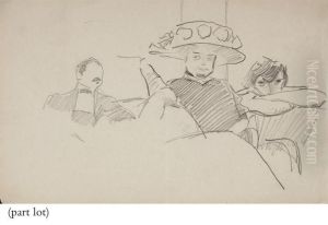 Three Sheets Of Figure Studies, Including One Of Two Cubanos by Joaquin Sorolla Y Bastida