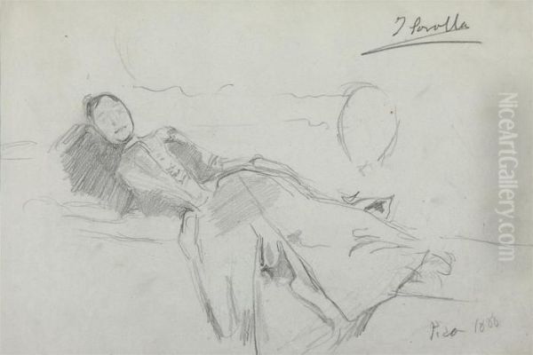A Lady, Probably The Artist's Wife, Reclining On A Sofa - view 1