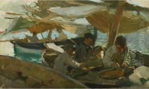 Pescadores En El Bote (fishermen On A Boat) by Joaquin Sorolla Y Bastida