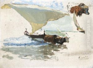 Bueyes Sacando La Barca. Estudio
Para 'la Vuelta De La Pesca' (beaching The Boat, Study For 'la Vuelta
De La Pesca') by Joaquin Sorolla Y Bastida
