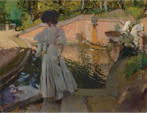 Maria Mirando Los Peces. Granja by Joaquin Sorolla Y Bastida