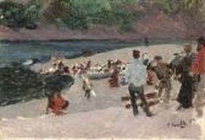Asturias, Faenando On The Beach (asturias, Faenando En Laplaya) by Joaquin Sorolla Y Bastida