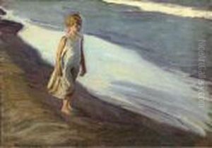 Nina En La Playa by Joaquin Sorolla Y Bastida