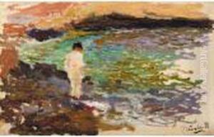 Nino En Las Rocas (boy On The Rocks) by Joaquin Sorolla Y Bastida