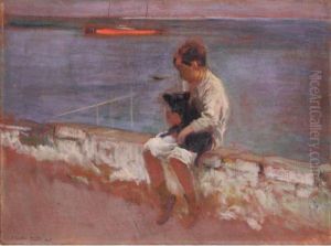 Joaquin Con Su Perro (joaquin With His Dog) by Joaquin Sorolla Y Bastida