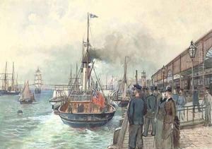 The British passenger steamer Thalia departing from the quayside of the Marine Station, Dover