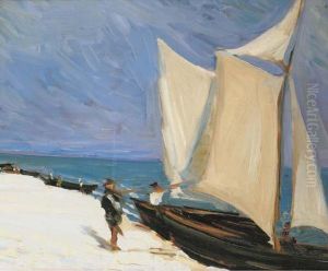A Sunny Beach Scene by Joaquin Sorolla Y Bastida
