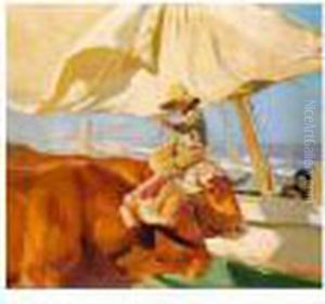 Sol De La Tarde, Playa De Valencia (evening Sun, Valencia Beach) by Joaquin Sorolla Y Bastida