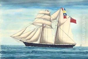 The Jersey schooner Flying Foam by English School