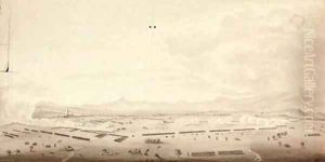 Topographical view of the battle of Marengo by English School