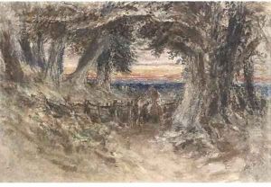 A rural path, sunset behind by English School