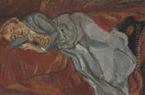 Femme Couchee Sur Un Divan Rouge by Chaim Soutine
