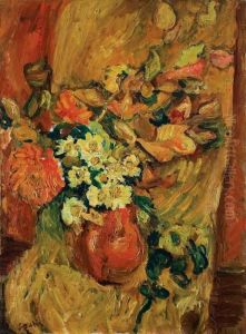 Bouquet De Fleurs En Pot Sur Fauteuil