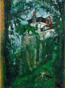 Jeune Fille Avec Un Chien, Maison Et Contrefort by Chaim Soutine