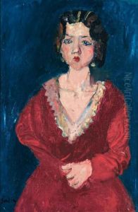 La Femme En Rouge Sur Fond Bleu