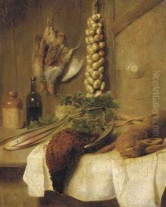 Game in a larder by English School