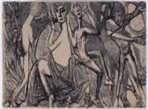 Bas Relief Mystique - Jeunes Filles En Liesse