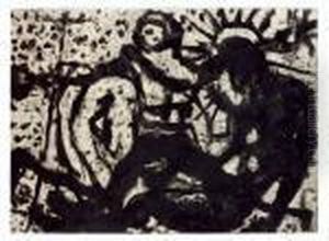 Personnage Nimbe Et Assis by Louis Soutter